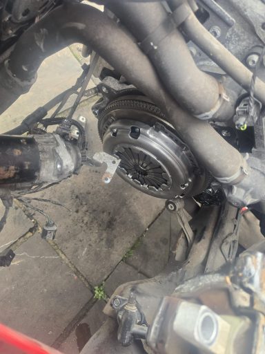 Flywheel on VW polo with gearbox removed