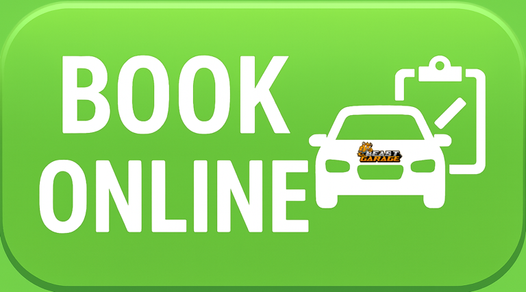 Green button with "Book Online" and a car icon, indicating online booking service.